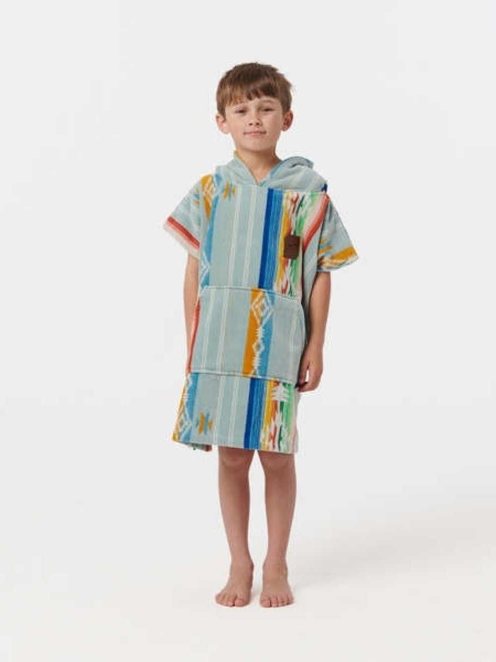 Slowtide Kids Hooded Poncho in Light Blue Stripe